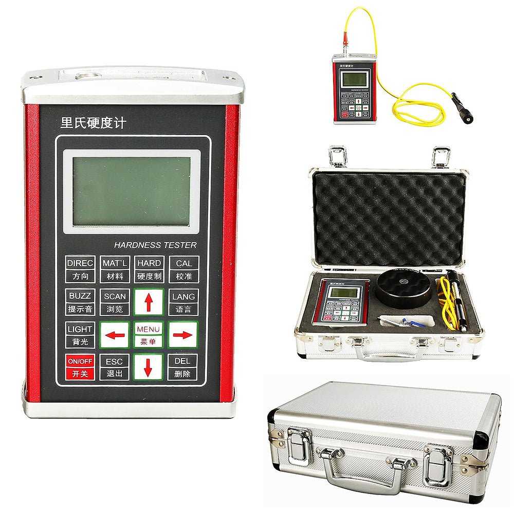 VTSYIQI Leeb Hardness Tester Gauge Durometer Hardness Testing Equipment with 170 to 960 HLD HL HB HRB HRC HRA HV HS 600 Groups Data Memory D Impact Device LCD Display Aluminum Alloy Box