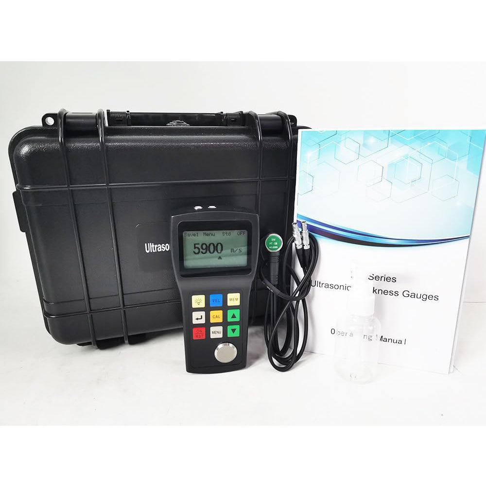 VTSYIQI Digital Through Paint Coating Ultrasonic Thickness Gauge Tester Meter with PT-08 Probe Pulse-Echo Mode Echo-Echo Mode PT08 Probe Measuring Range 0.8mm~100mm