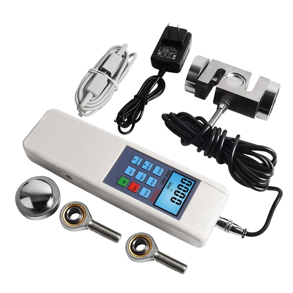 VTSYIQI Digital Pull Force Gauge Digital Force Measurement Gauge with Peak Load Value 1000N/ 100kg/ 220Lb Load Division Value 1N/ 0.1kg/ 0.1Lb Inner Sensor & S-tye Sensor with High Precision (External Sensor)