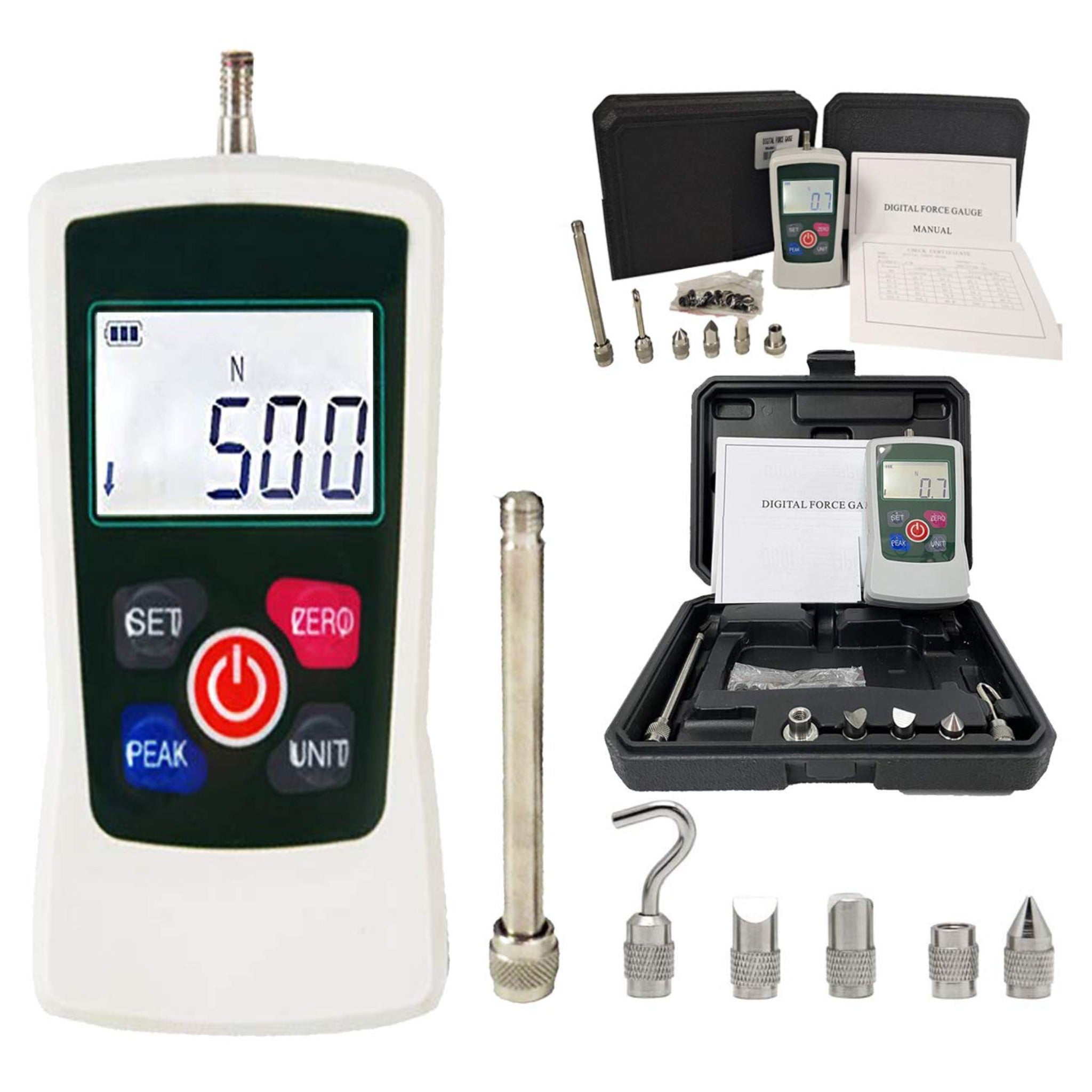 VTSYIQI Digital Force Gauge Digital Push Pull Gauge Tester With 500N 50Kgf 110Lbf 1800Oz for Lab Force Test Destructive Test