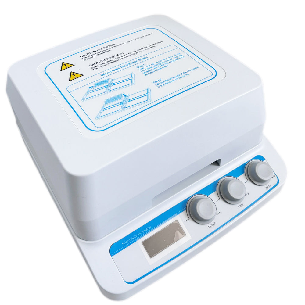VTSYIQI Microplate Thermo Shaker Incubator Microplate Thermostatic Oscillator with Speed Range 100 to 1600rpm Temperature Control Range RT+5 ~ 70°C 2 Microtiter Plates or Deep Well Plates