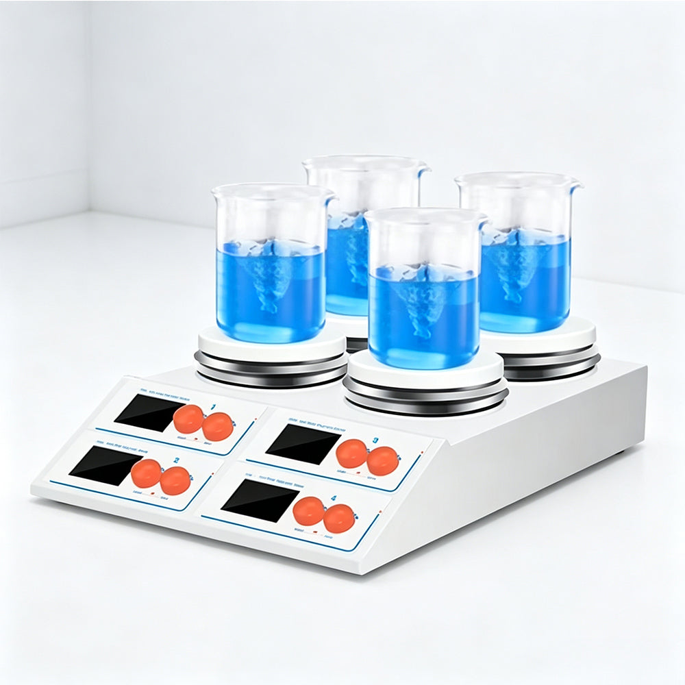 VTSYIQI Multi Position Hotplate & Magnetic Stirrer Multi-positions Hot Plate Stirrer with  4 Stirring Points Max Stirring Capacity 4*10L Control Mode Independent Operation Temperature Control RT+5–160°C Accuracy ±1°C