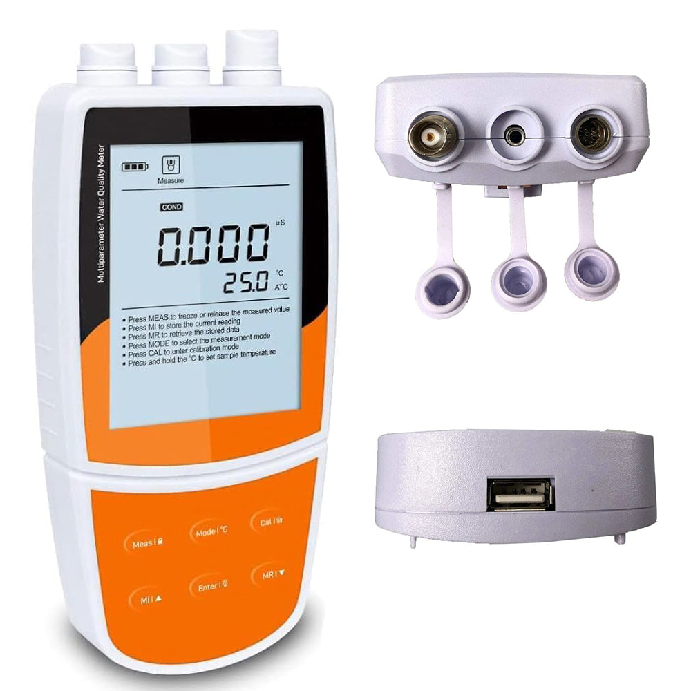 VTSYIQI Portable Multiparameter Water Quality Analyzer Water Quality Meter with Conductivity Solutions Accuracy ±0.002 pH Range -1999.9 to 1999.9 mV Manual/Auto-Read Measurement Endpoint USB Communication Interface for Measuring pH mV Conductivity TDS