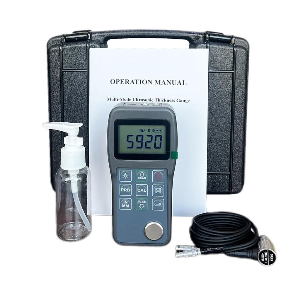 VTSYIQI Through Ultrasonic Thickness Gauge Under Painting Ultrasonic Thickness Gauge Meter Tester with 0.65 to 600mm 0.025 to 23.62inch 3-30mm 0.118 to 1.181inch P-E and E-E Echo-Echo Mode for Steel