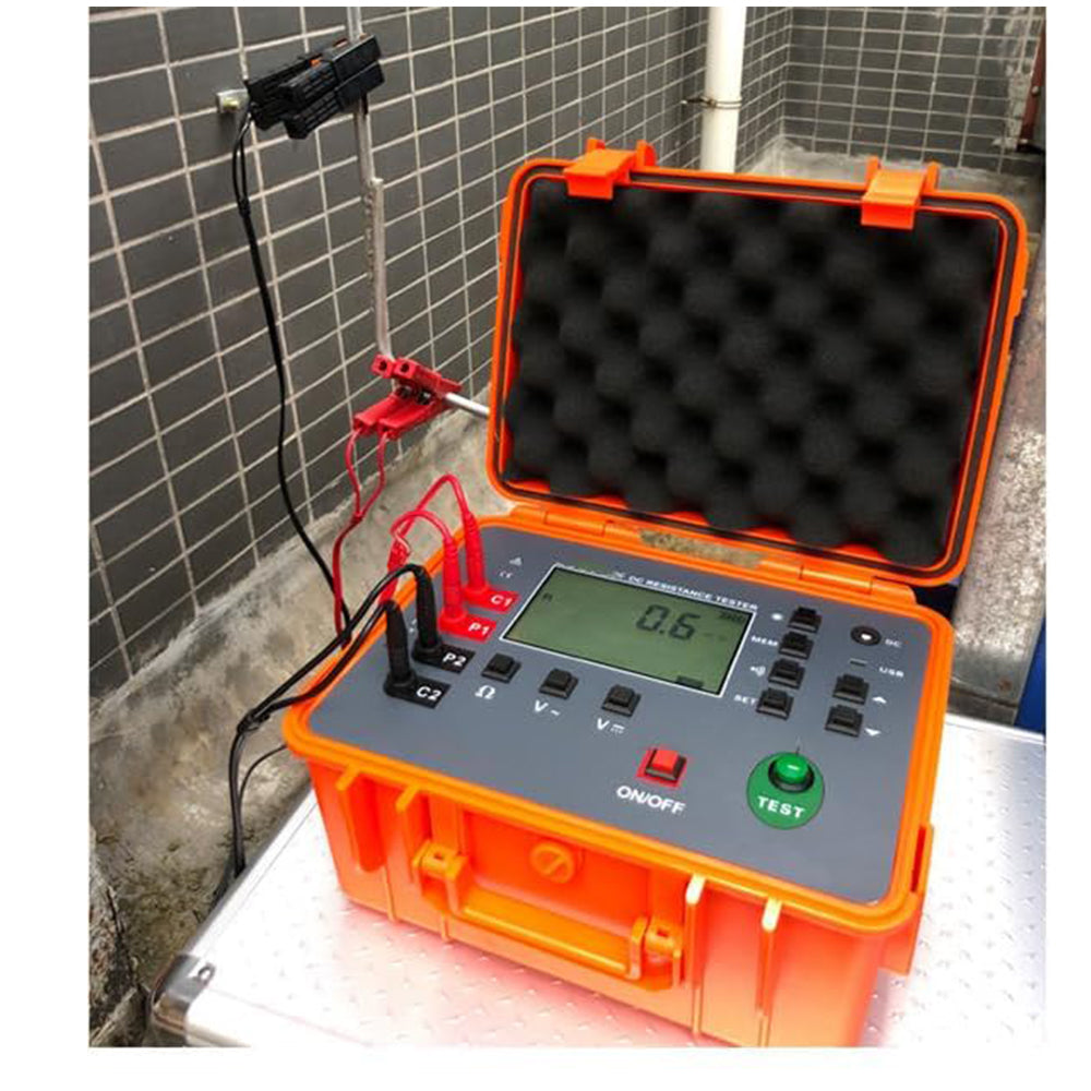 VTSYIQI Equipotential Bonding Resistance Tester DC Grounding Resistance Tester with Resolution 0.0001Ω DC Resistance Range 0.0001Ω～30.00KΩ DC Voltage Range 0.0V～1000V AC Voltage Range 0.0V～750V 500 Groups Data Storage