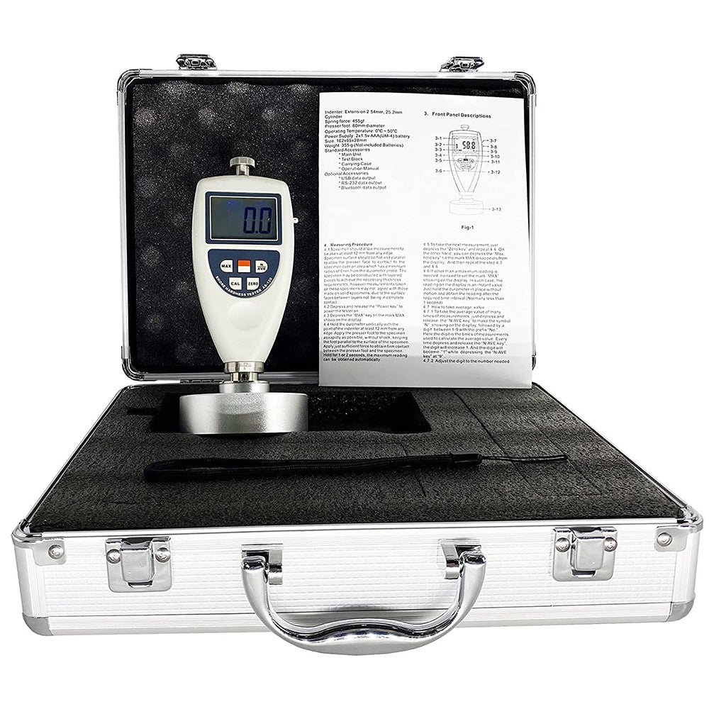 VTSYIQI Digital Shore F Hardness Tester Sponge Hardness Tester with Measurement Range 10 to 90HF Resolution 0.1HF Auto Switch Off for Measuring Soft Foam Material and Polyurethane Foam Rubber Products