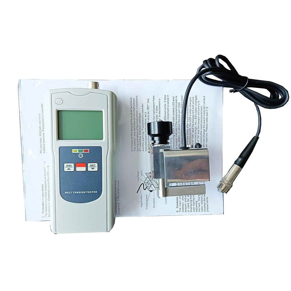 VTSYIQI Belt Tension Tester Portable Belt Tension Gauge with Measuring Range 0-750N/0-120lb/0-77Kg/0-114Seems Accuracy ≤ ±5% Metric and Imperial Conversion for Automotive Belt Tension Measurement