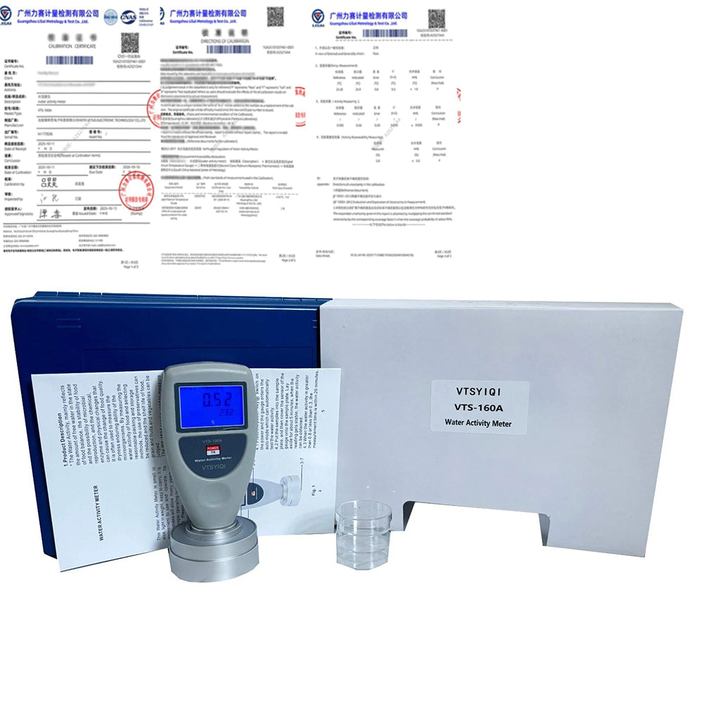 VTSYIQI Water Activity Meter Smart Food Water Activity Meter Tester with Professional Calibration Certificate Range 0-1.0AW Ultra high Accuracy 0.02aw for Dried Vegetables Tester Beef Jerky Fruit Jerky