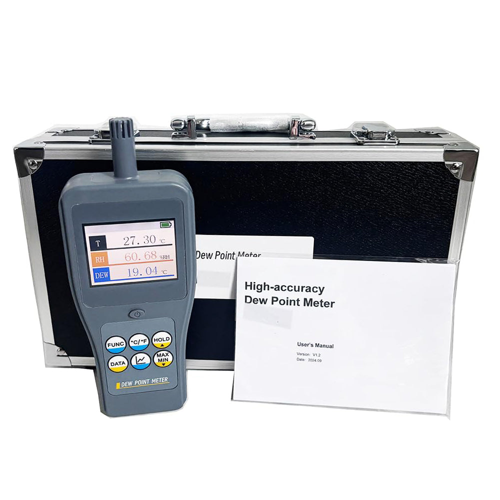 VTSYIQI Precision Dew Point Meter Multifunctional Dew Point Meter with Test Parameters PPMv, Saturated Vapor Pressure, Vapor Pressure, Mixing Ratio, Specific Enthalpy,etc  Resolution 0.01 Color LCD Display