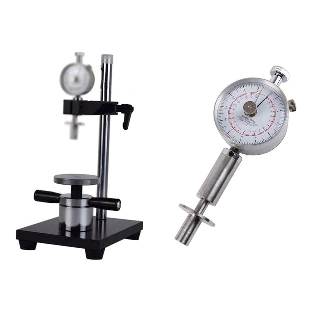 VTSYIQI Furit Hardness Tester Stand with Needle Type GY-3 Furit Hardness Tester Meter  with 2 Head Dim SR 8mm and SR 11mm Range 0.5-12kg/cm 2 1-24kg/cm 2