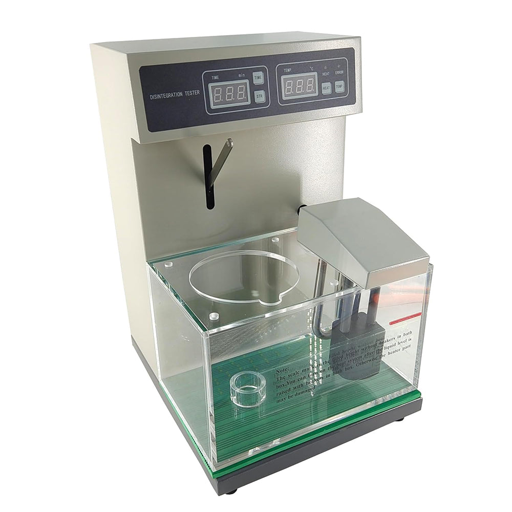 VTSYIQI Disintegration Tester Tablet Disintegration Time and Limit Tester with Single Cup Six Tubes 1 Number of Lifting Baskets 6 Number of Hanging Basket Glass Tubes Return Frequency of Basket 30-32 Times/min
