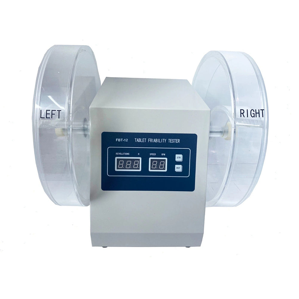 VTSYIQI Double Drum Tablet Friability Tester Friability Test Equipment with Single-Channel Dual-Tube Automatically Preset Speed and Lap Parameters Inner Diameter of Turntable Cylinder Φ286mm for Checking The Friability Strengths of Uncoated Tablets