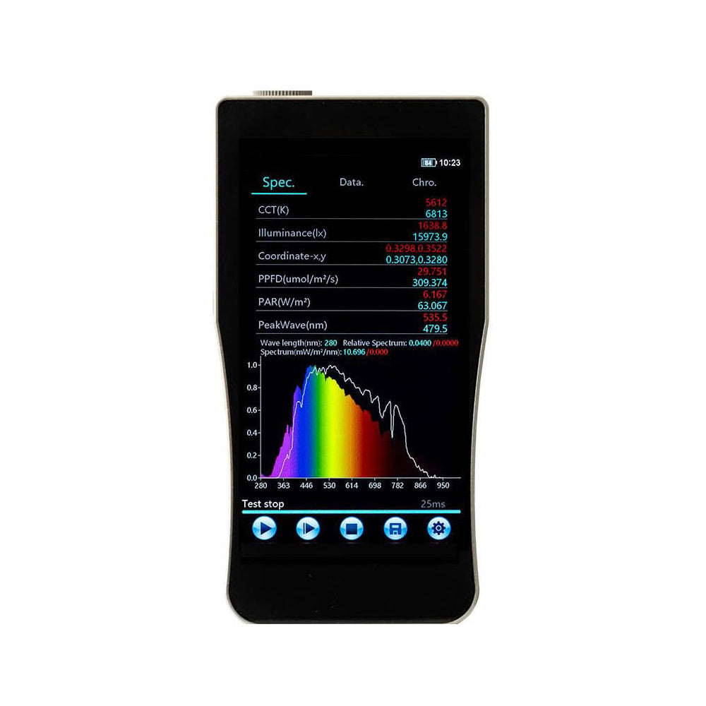 VTSYIQI Plant Spectral Illuminance Meter Spectrum Color Plant Growth Lamp Tester with  Basic Parameters TM-30 Plant Parameters Infrared Parameters UV Parameters Luminance Measurement Range 0.1~200Kcd/m² Wavelength Range 280nm~ 950nm