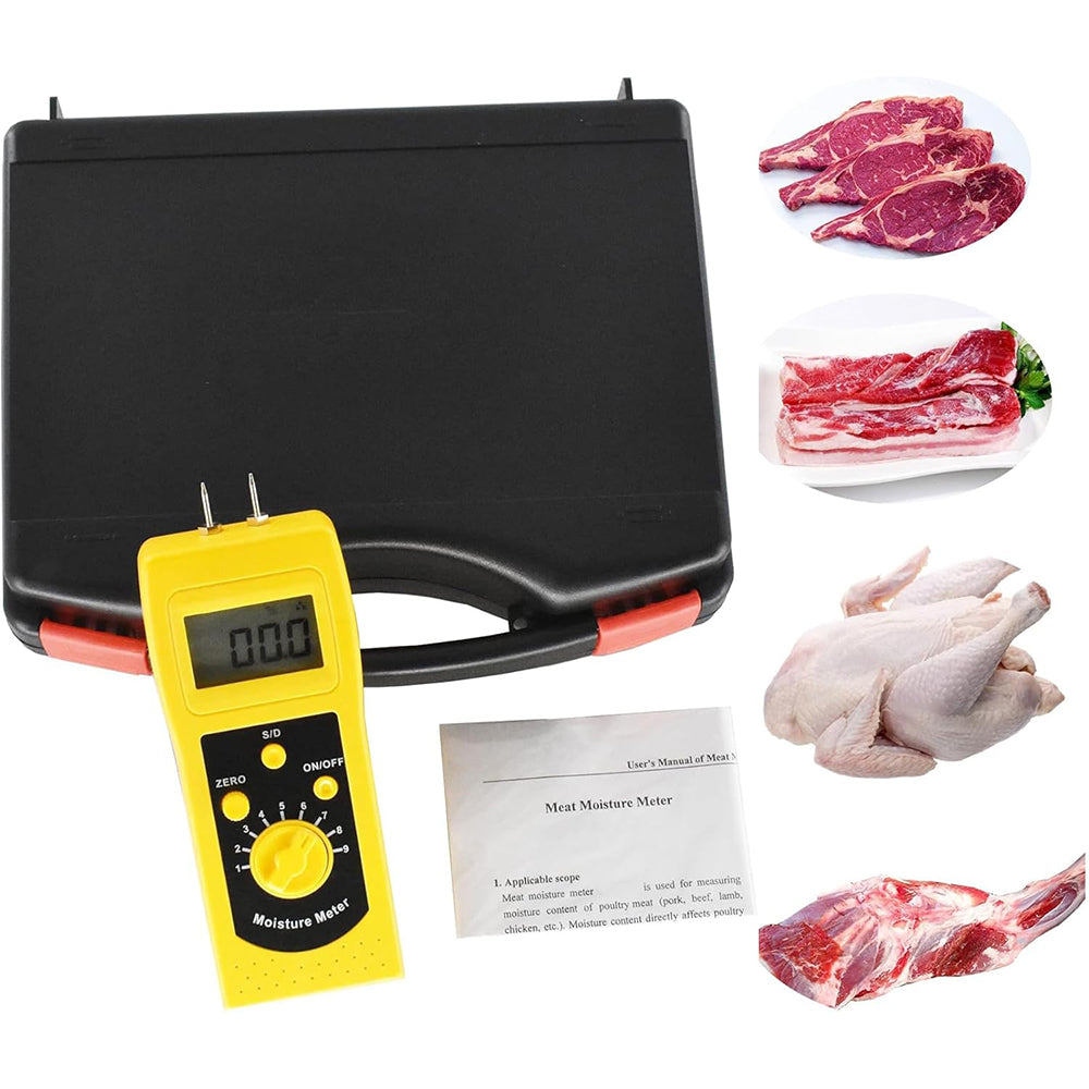 VTSYIQI Meat Moisture Meter Fresh Meat Moisture Tester with LCD Digital Display Measuring Range 10 to 90% Accuracy 0.1 Only for Fresh Meat Pork Beef Lamb Chicken