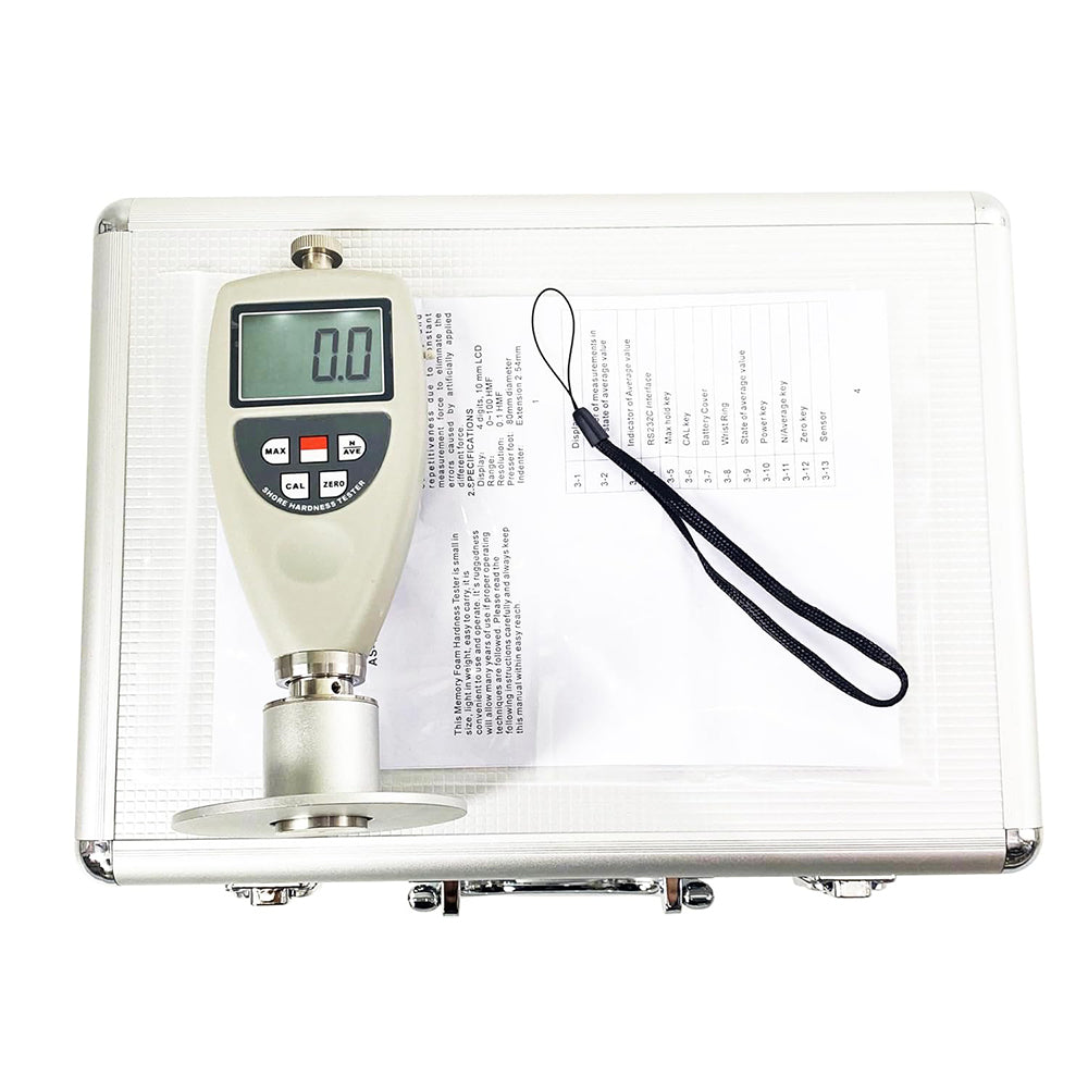 VTSYIQI Digital Memory Foam Durometer Shore MF Hardness Tester with Range 10 to 90HMF for Measuring Rebound Sponge Space Zero Pressure Space Foam TEMPUR Material Low Rebound Sponge Material Viscoelastic