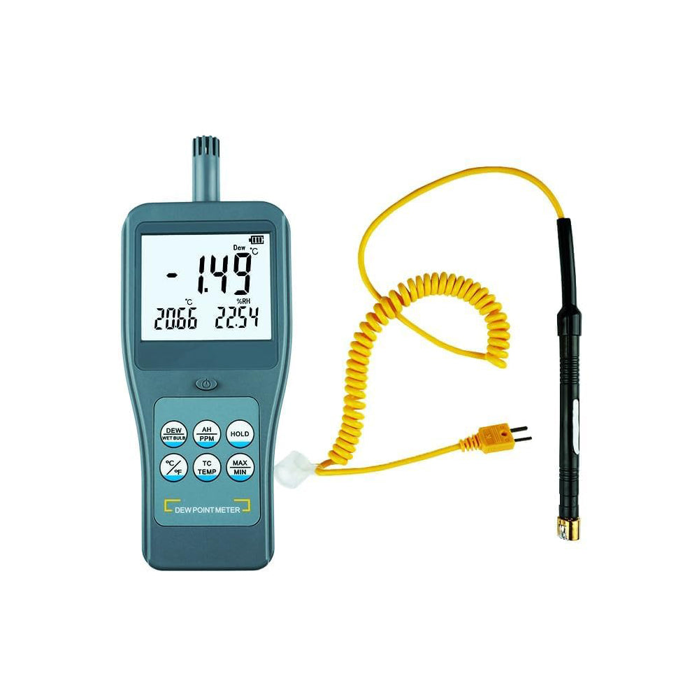 VTSYIQI Digital Dew Point Meter Portable Thermocouple Dew Point Meter with Large LCD Display for Measuring Ambient Temperature,Dew Point Temperature,Wet Bulb Temperature,Relative Humidity,Absolute Humidity,PPM,Surface Temperature