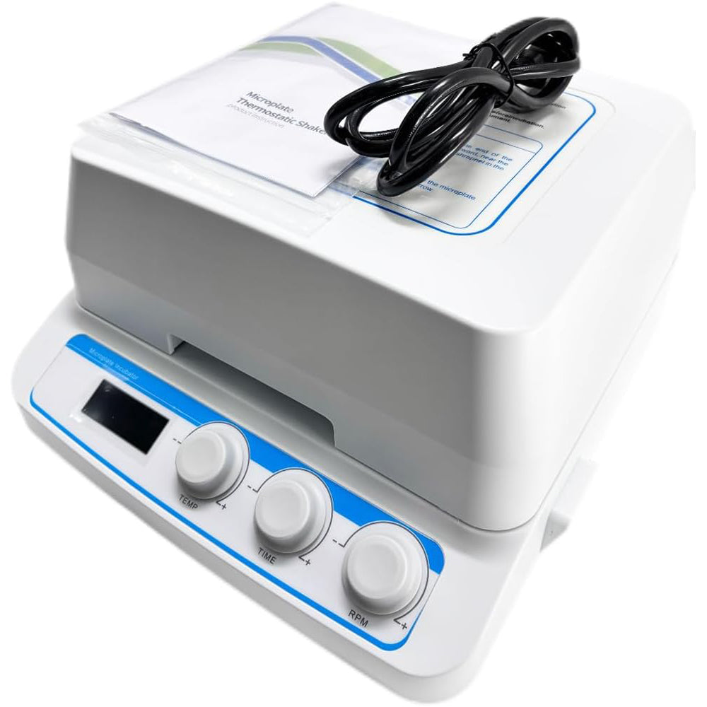 VTSYIQI Thermo-Shaker for 4 Microplates Microplate Thermoshaker with Temperature Control Range RT+5 ~ 70°C Speed Range 100 to 1600rpm Capacity 4 Enzyme Plates or Deep Well Plates Time Set 1-9999min