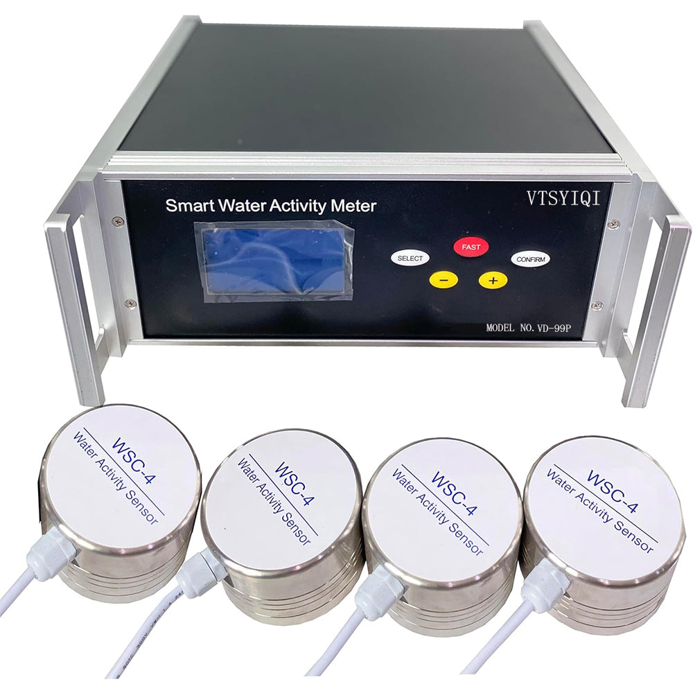 VTSYIQI Multi-Point Water Activity Analyzer Smart Food Water Activity Meter with 4 High Precision Sensor Repeatability ≤0.008aw Measuring Range Temperature -10℃～50℃ Water Activity 0～1.000aw Free Printer