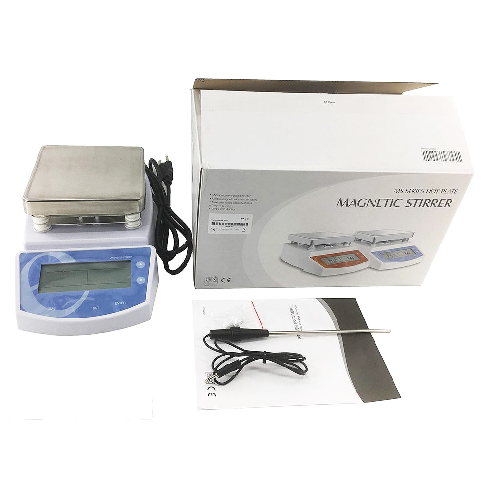 VTSYIQI Digital Hot Plate Magnetic Mixer Magnetic Stirrer with Stirring Speed 0 to 1250rpm Maximum Stirring Volume 2L Timer Range 0 to 999 Minutes Timing Function Heating and Stirring Type
