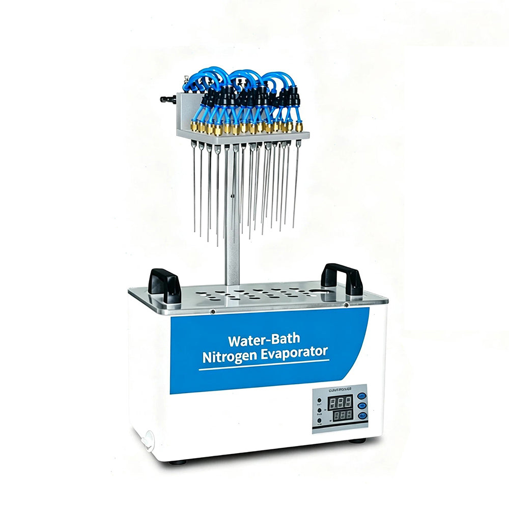VTSYIQI 36-Hole Water Bath Nitrogen Blower Water Bath Nitrogen Evaporator with Test Tube Aperture 16.5mm Barometer 0-15L/min Sample Quantity 36 Each Gas Flow Can Be Adjusted Individually Timer Function