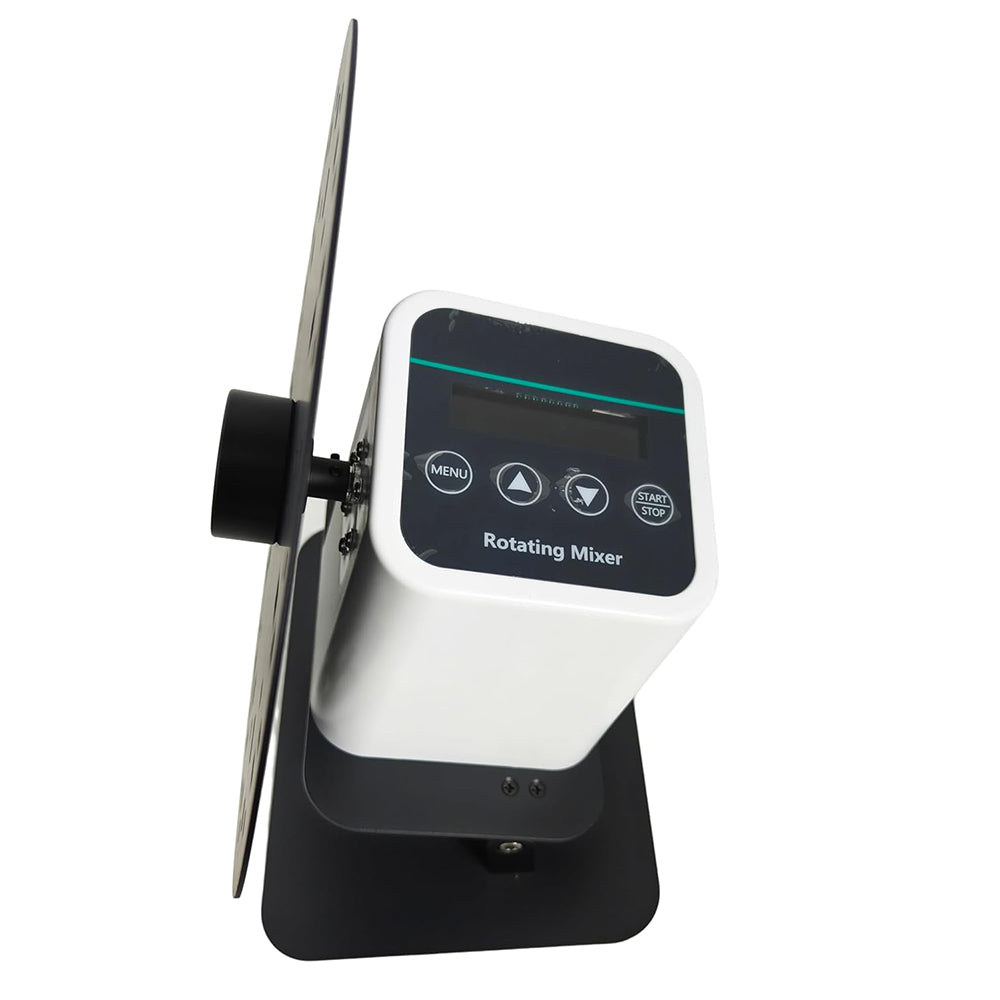 VTSYIQI Rotating Mixer Shaker Lab Rotary Rotating Mixer Shaker with Digital Display and Button Adjustable Speed 20-80rpm Angle Range 40-80° Brushless Motor Three Kinds of Buckle Adjustable Speed and Time for Mixing the Samples