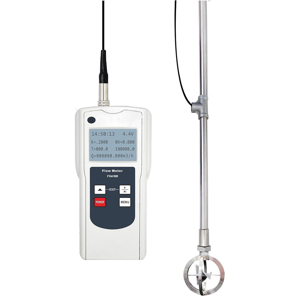 VTSYIQI Water Flow Velocity Meter Water Flow Speed Meter with Pole Positioning Measurement Method Speed Range 0.01-5.00 m/s Temperature Range -10 ° C-50° C LED Backlight Current Measurement Error ≤1.5%  LCD Display