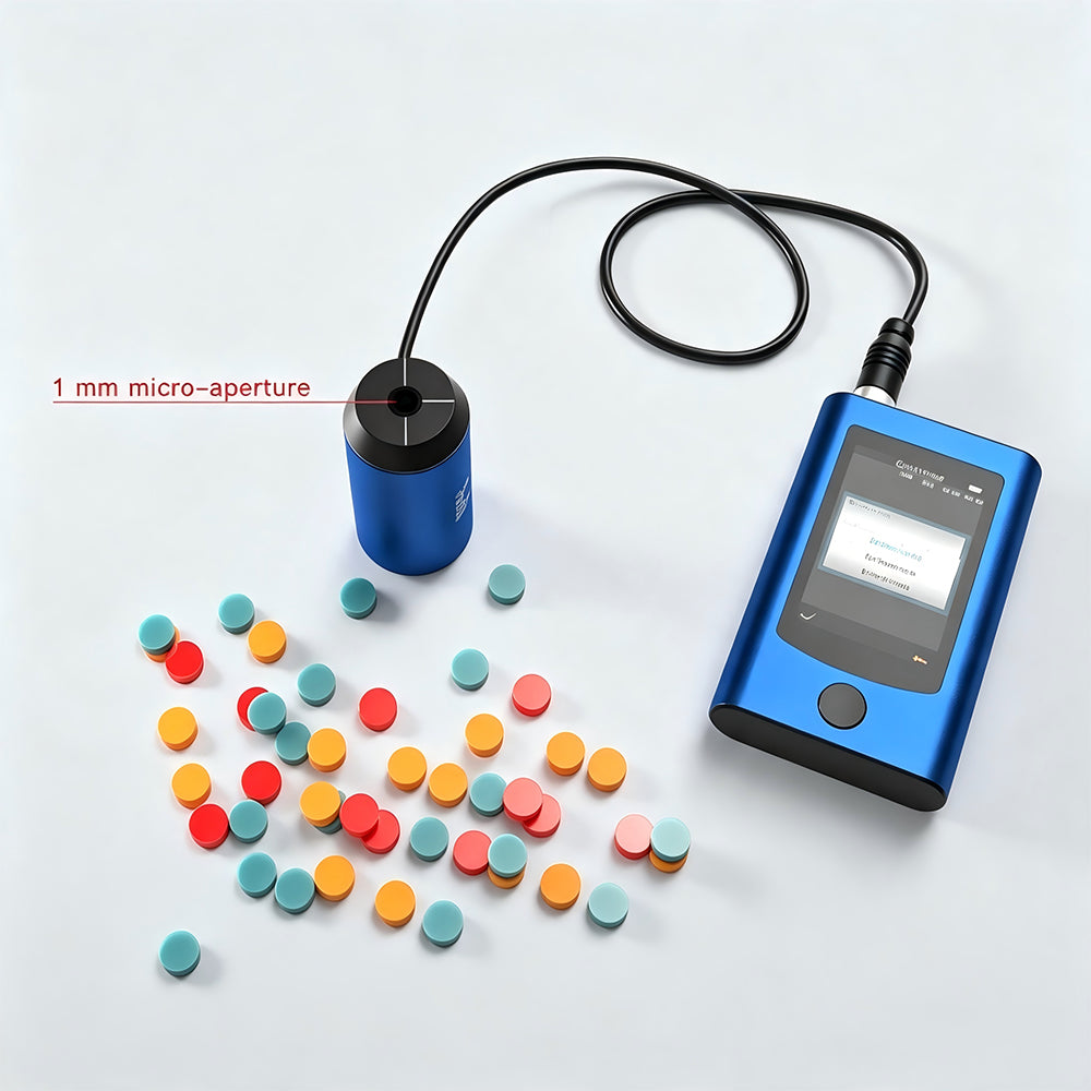 VTSYIQI Small Aperture Spectrophotometer Portable & Handheld Spectrophotometers with Lighting method D/8 SCI Ultra-small Aperture 1mm Repeatability Colorimetric Values (SD)ΔE*ab ≤ 0.03 Built-in Electronic Color Card Touch Screen