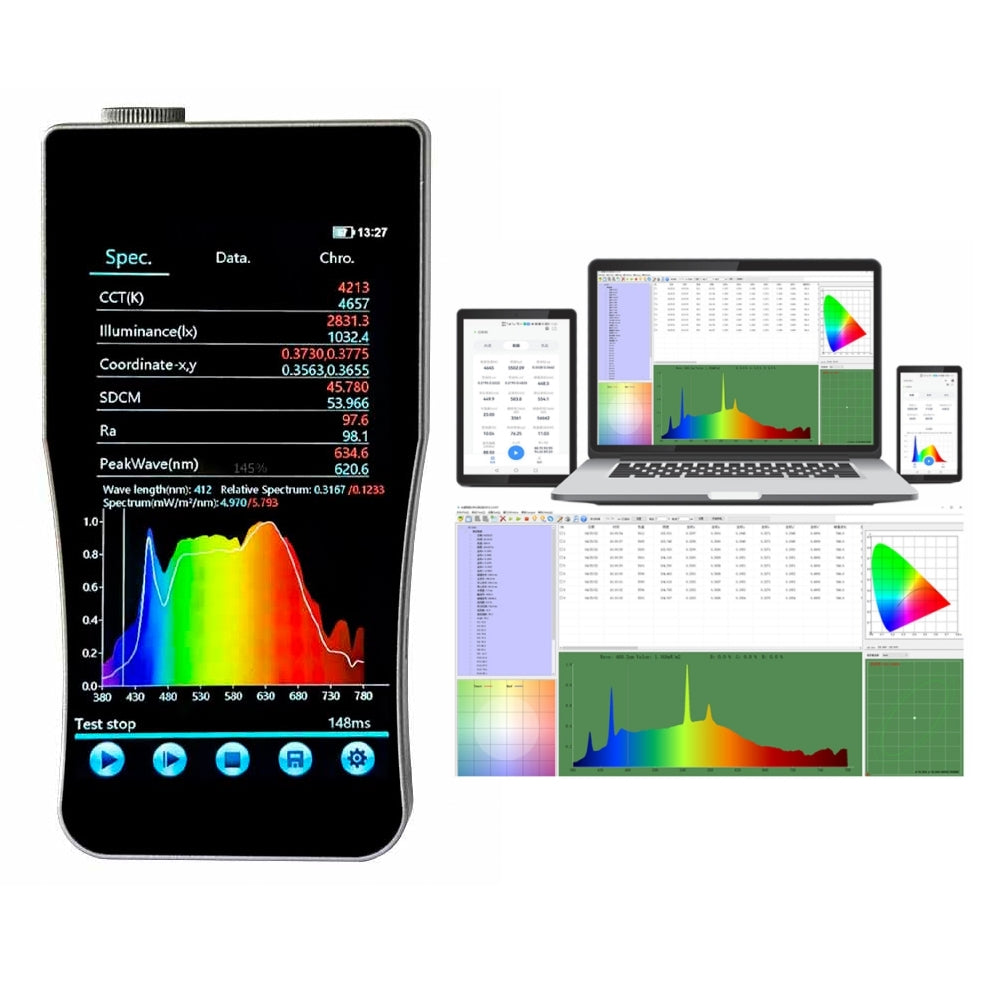 VTSYIQI Infrared Spectroradiometer Irradiance Intensity Tester with Wavelength Range 380-1000nm Illuminance Spectral Resolution 0.2nm Spectral Bandwidth(FWHM) 2nm Touch Screen for Red Light Infrared Irradiance Single-Band Infrared Test