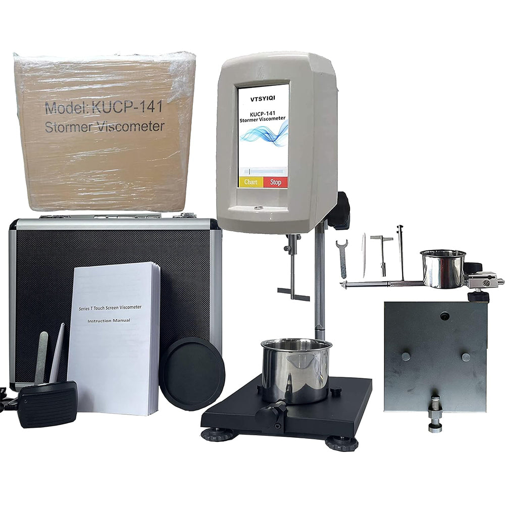 VTSYIQI Touch Screen Stormer Viscometer Viscosity Testing Equipment with KU Value Range 40.2KU to 141.0KU Accuracy ±1% for Paint Ink PT100 Temperature Sensor ASTM D562 Standard