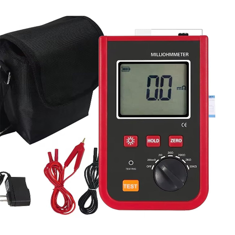 VTSYIQI Digital DC Low Resistance Tester Micro-ohmmeter with IEC61010-1 Standard Accuracy ±0.1%FS ± 15dgt Resistance Range 1mΩ~20.0kΩ 200 Groups Data Storage for Measuring Switches Connectors And Relays Contact Resistance