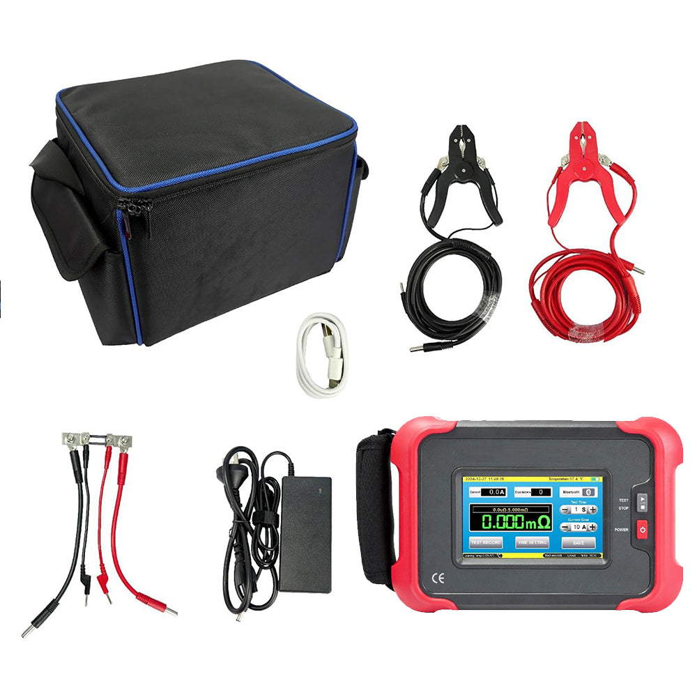 VTSYIQI Handheld Contact Resistance Tester Loop Resistance Tester with External Thermal Printer DC Test Current 10A, 20A, 30A, 40A, 50A, 60A, 70A, 80A, 90A, 100A 10 Gears 1000 Groups Data Storage Measurement Range 0.0uΩ~80.000mΩ