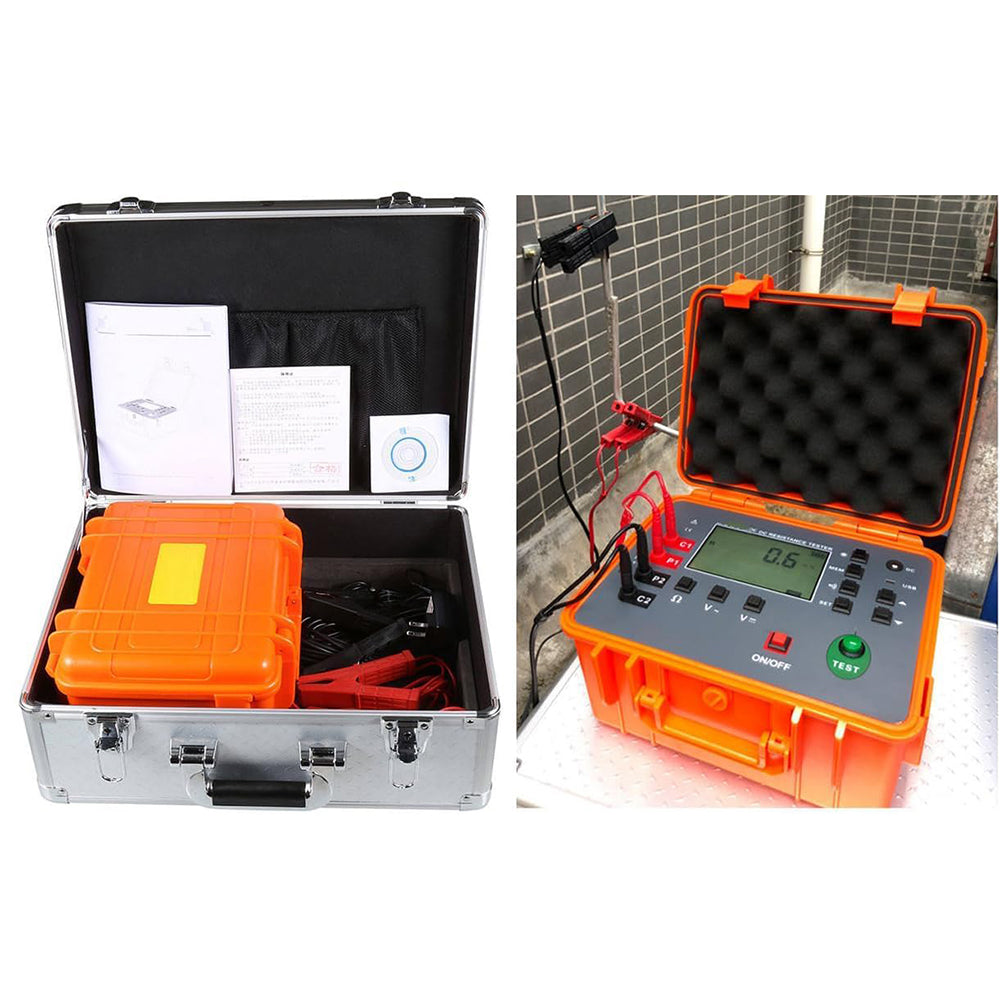 VTSYIQI Equipotential Tester Digital Equal Potential Resistance Meters with Test Current ≥1A DC Resistance Range 0.0001Ω～30.00KΩ Resolution 0.0001Ω DC Voltage Range 0.0V～1000V AC Voltage Range 0.0V～750V 500 Groups Data Storage