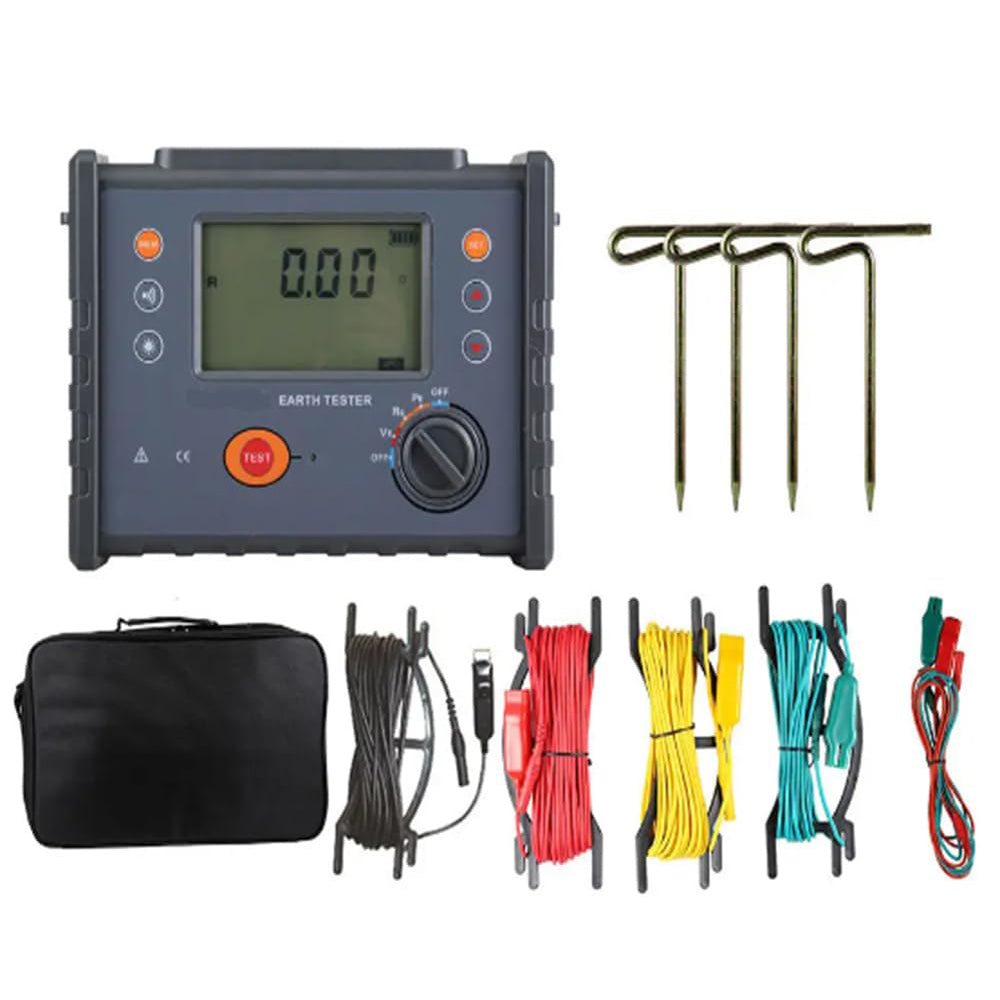 VTSYIQI Ground Resistance Tester Soil Resistivity Tester Earth Resistance Meter Earth Voltage Tester with Earth Resistance 0.01Ω-30.00KΩ Soil Resistivity 0.00Ωm-9000kΩm Earth Voltage 0V-600V