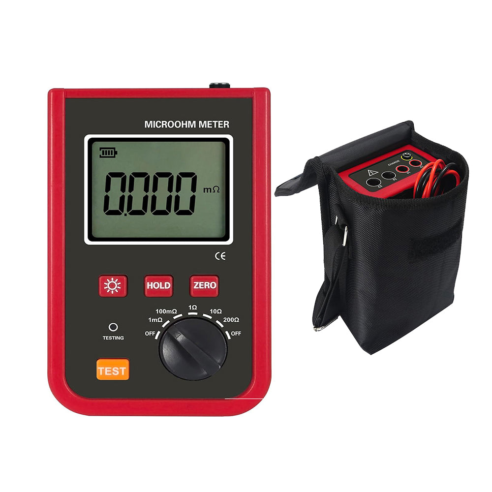 VTSYIQI Digital Micro Ohmmeter DC Low Resistance Tester Meter Micro Ohm Meter for Measuring The Wire Resistance of Cables with Resistance Range 1uΩ~200Ω Test Current 5A MAX Rechargeable Lithium Battery 200 Groups Data Storage