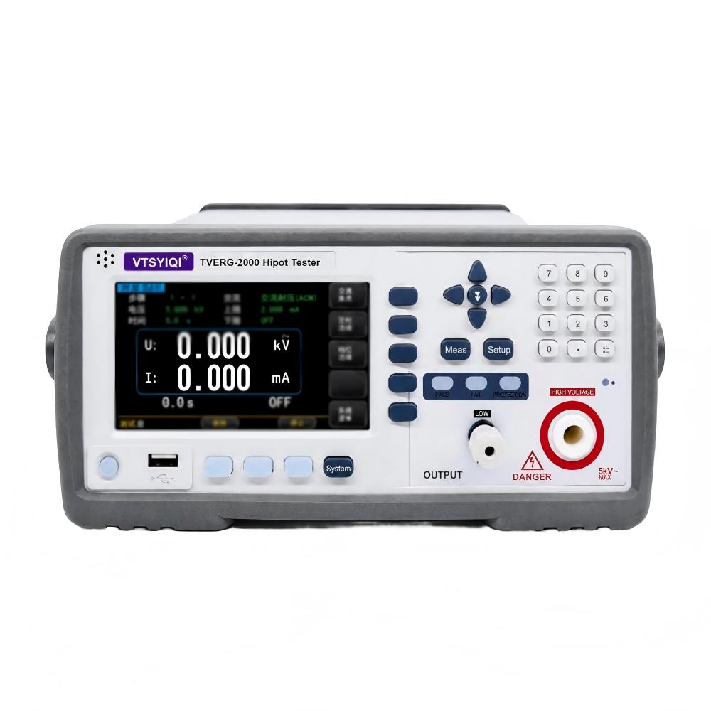 VTSYIQI AC DC Hipot Tester with AC Withstand Voltage 5.000kV/20mA 0.001mA-20.00mA DC Withstand Voltage 6kV/5mA 0.1μA-10.000mA RS232/Handler Interface  Arc Detection 9 Levels (AC/DC) Touch Screen for Transformers Appliance Safety Test