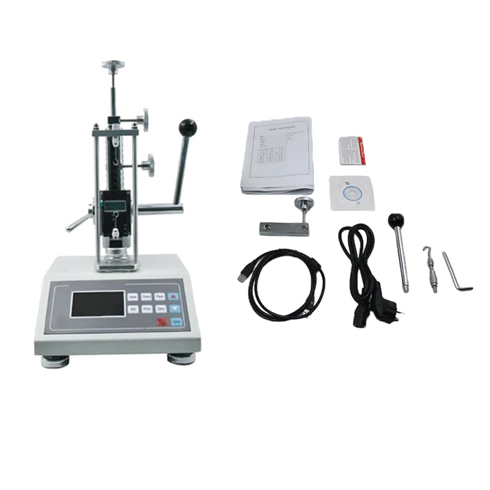 VTSYIQI Spring Pressure Tester Spring Load Testing Machine with printer Maximum Test Machine Load 10N Measurable Maximum Free Length of Spring 80mm Indication Error +/-1% High Precision and High Resolution Three Measurement Units(N/KG/Lb)