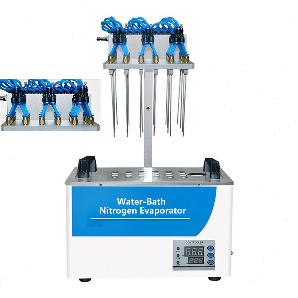 VTSYIQI Lab Water Bath Nitrogen Concentrator Nitrogen Sample Concentrator for Using in Food Safety Medicine Pesticide Residue Detection Clinical Pharmacokinetics and Other Fields with Sample Quantity 12 Test Tube Aperture 16.5mm