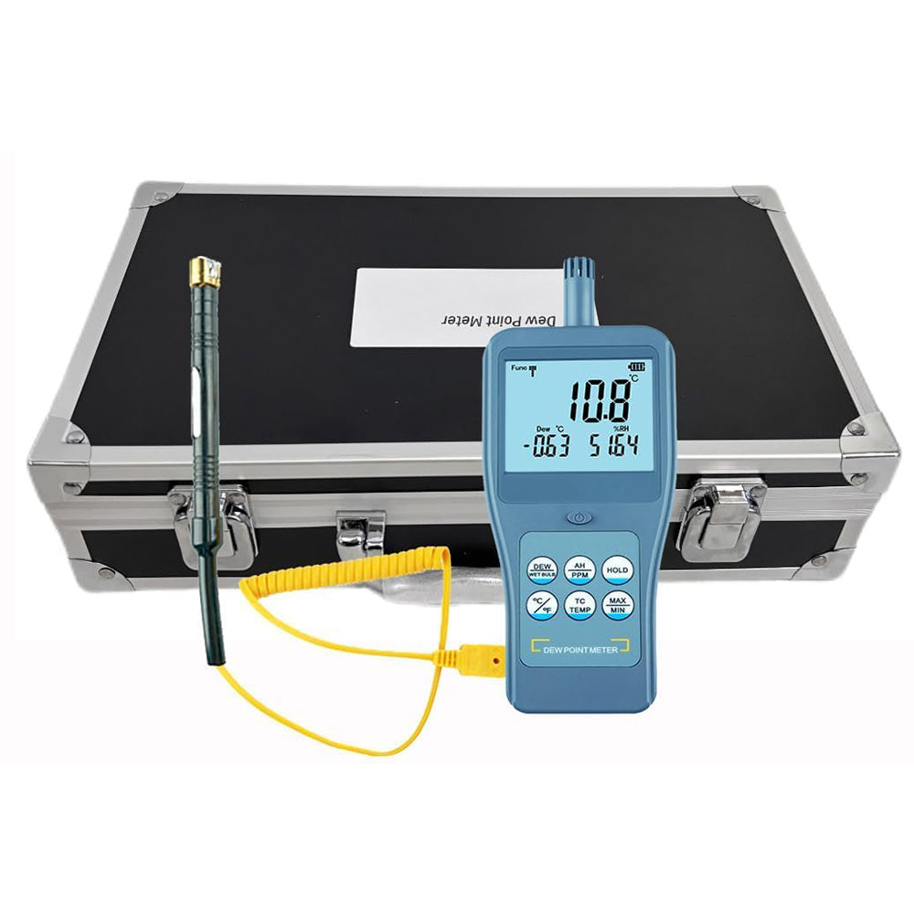 VTSYIQI Digital Thermocouple Dew Point Meter Dew-point Meter for Ambient Temperature,Dew Point Temperature,Wet Bulb Temperature,Relative Humidity,Absolute Humidity,PPM,Surface Temperature Measurement with Large LCD Display
