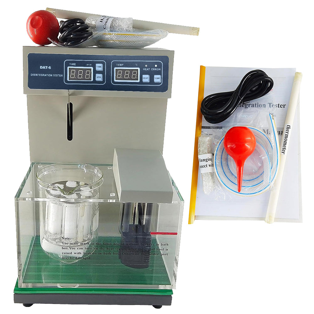 VTSYIQI Tablet Disintegration Tester Tablet Disintegration Testing with Return Frequency of Basket 30-32 Times/min Basket Travel 55±1mm Minimum Distance Between Sieves 25±2mm Timing Range 1-900min Timing Accuracy ±0.5min