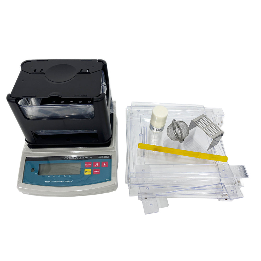 VTSYIQI Digital Solid Density Meter Solid Density Measurement with RS-232 Interface Maximum Weight 300g Density Resolution 0.001 g/cm3  Measuring Range 0.001—99.999g/cm3 Minimum Weight 0.005g for Materials Like Rubber Plastic