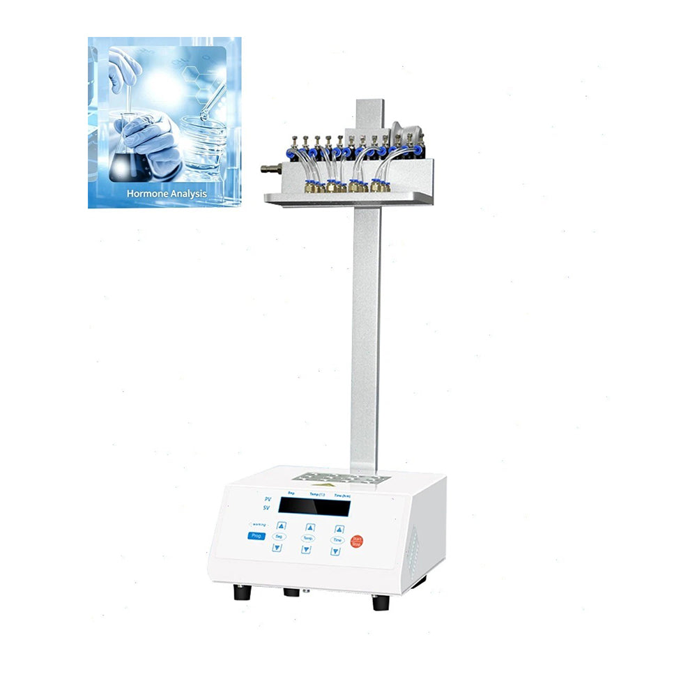 VTSYIQI Dry Block Nitrogen Evaporator Lab Nitrogen Concentrator with Nitrogen Flow 0~10L/min Sample Handling Capacity 12 Holes*16.5mm Time Setting 0-99h59min for Concentration Preparation of samples such as Hormone Analysis