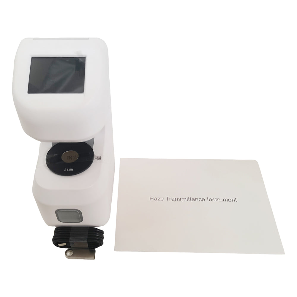 VTSYIQI Handheld Haze Meter Transmission Hazemeter Tester with 21mm Apertures Resolution 0.10% A C D65 Mass Storage ASTM ISO International Standards Repeatability 0.1 for Haze and Luminous Transmittance of Transparent Plastics
