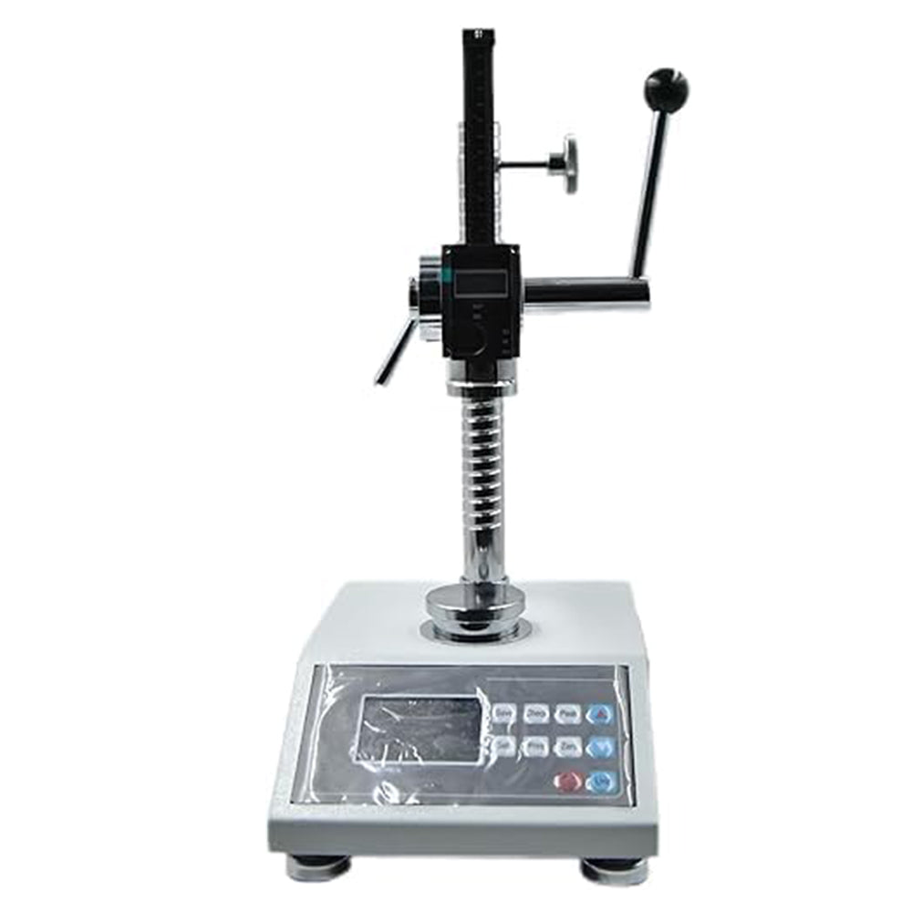 VTSYIQI Spring Pressure Tester Spring Tension Testing Machine with Maximum Test Machine Load 300N/30KG/65Lb Platen Diameter 48mm Minimum Resolution 0.01N/0.001KG/0.001Lb Indication Error +/-1% Three Measurement Units(N/KG/Lb) Store 99 Sets of Test Data