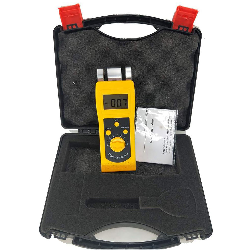 VTSYIQI Handheld Corrugated Cardboard Moisture Meter with Measuring Range 0-2%/0-99% Resolution 0.1/0.01 Digital LCD Backlit for Corrugated and Porous Paper Products
