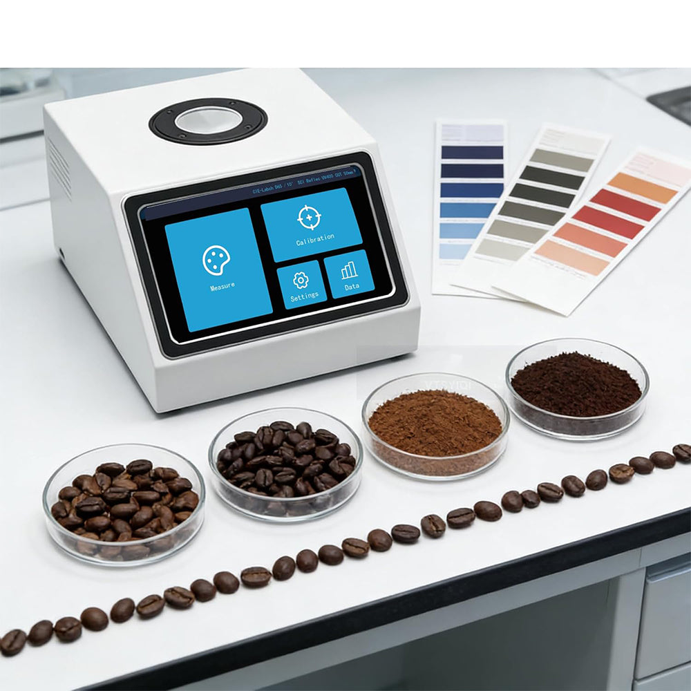 VTSYIQI Coffee Colorimeter Benchtop Roast Color Analyzer with 50mm Aperture D/8 Illumination 400-700nm Wavelength for Ground Coffee Powder Freeze Dried Coffee 10000 Data Storage SCAA/HCCI Indexes