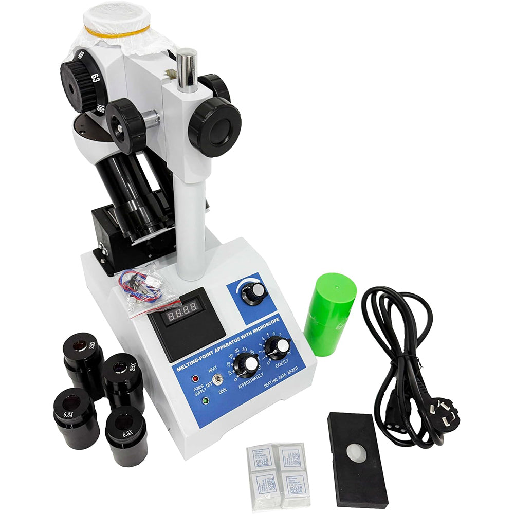 VTSYIQI Melting Point Instrument Melting Point Apparatus with Magnification 40×-100× Variable Magnification Range Room Temperature ~ 320°C Observation Mode Binocular Stereoscopic Microscope Minmum Display 0.1℃