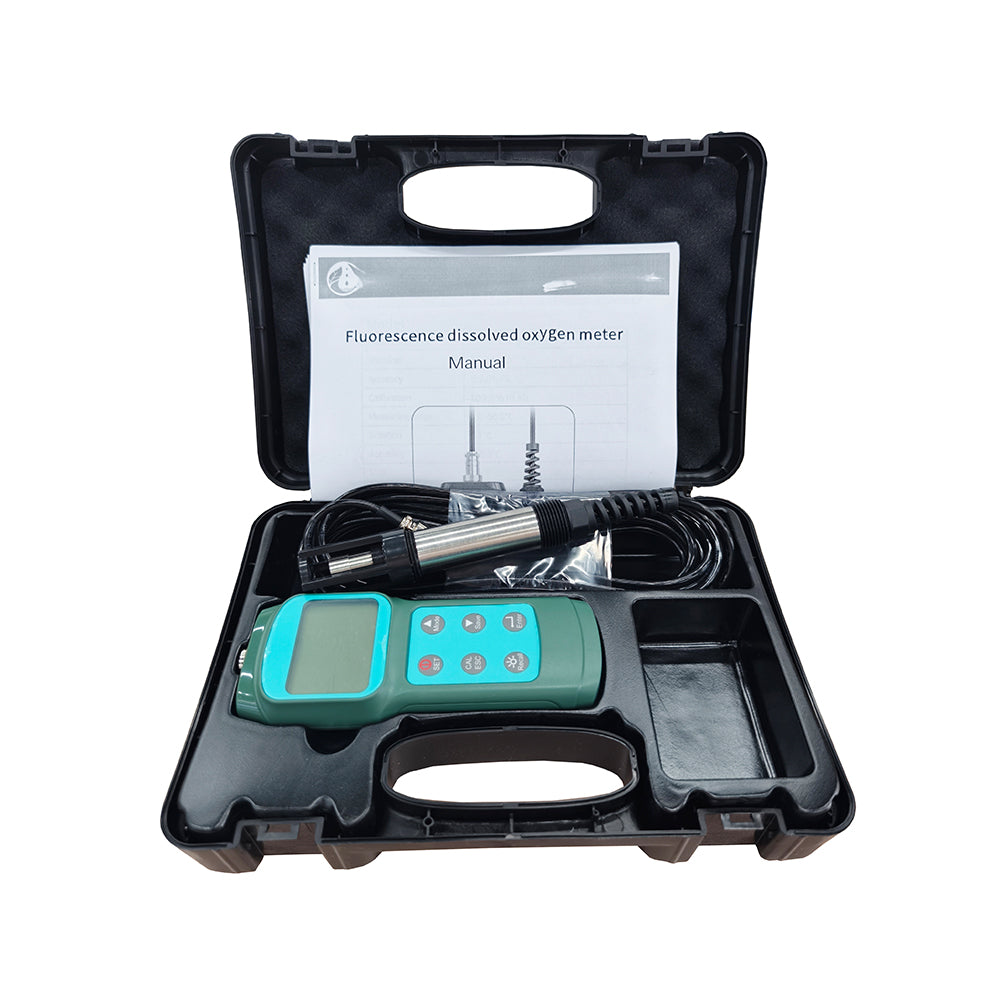 VTSYIQI Portable Optical Dissolved Oxygen Meter Fluorescence Dissolved Oxygen Tester with 5m Probe Measuring Range 0.0-15.0 (mg/L)/0-119.9% Solution 0.1 mg/L Accuracy ±3.0% FS