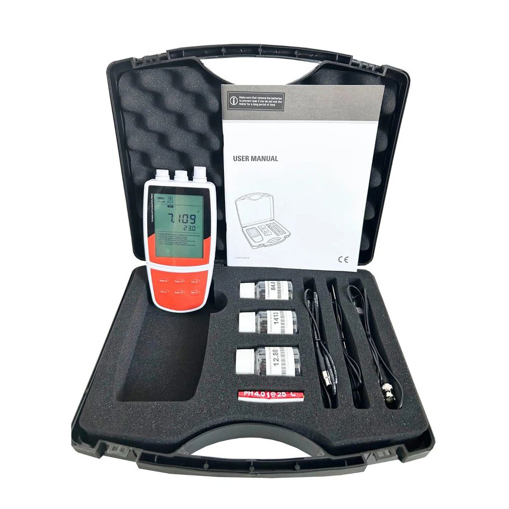 VTSYIQI Multi Parameter Water Quality Meter Tester Analyzer with Conductivity Standard Solutions Range -2.000 to 20.000 pH Accuracy ±0.002 pH Stores Up to 500 Data Sets Automatic Temperature Compensation for Measuring pH mV Conductivity TDS