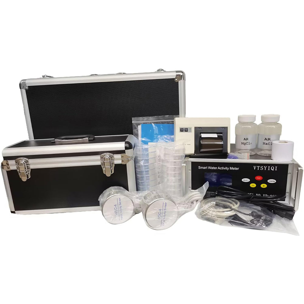 VTSYIQI Two Channel Water Activity Meter Bentchtop Water Activity Meter with 2 High Precision WSC-4 Sensor Measuring Range Temperature -10℃～50℃ Water Activity 0～1.000aw Free Printer