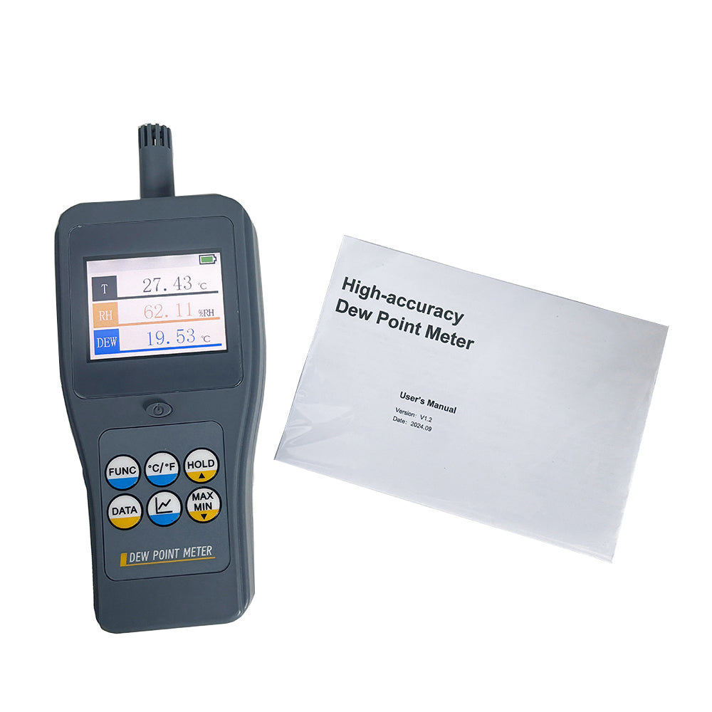 VTSYIQI Integrated Precision Dew Point Meter Dew Point Monitors with Multi-Parameter Measurement for Ambient and Dew Point Temperature, Relative Humidity, Wet Bulb Temperature, Absolute Humidity, PPMv